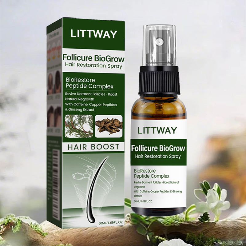 LITTWAY® Follicure BioGrow Hair Restoration Spray ( Reawaken Your Roots. Regrow Naturally. ✨ Clinically Proven Hair Regrowth Within 4 Weeks ✨)