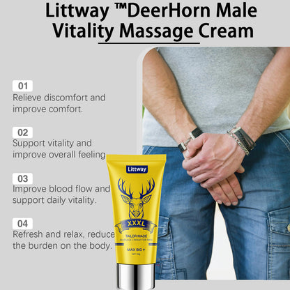 Final 3 Hours: 60% OFF🔥 Littway™ DeerHorn Male Vitality Massage Cream🦌