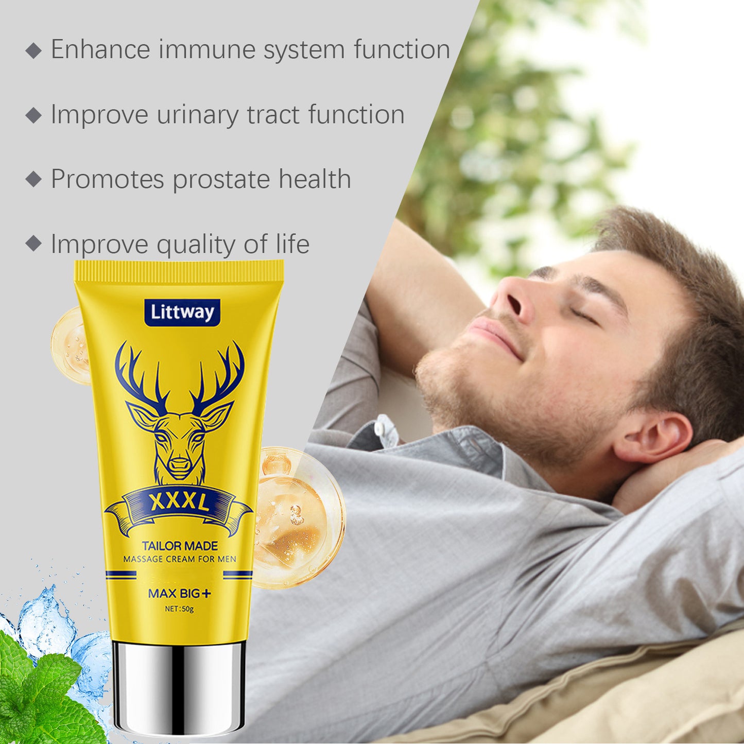Final 3 Hours: 60% OFF🔥 Littway™ DeerHorn Male Vitality Massage Cream🦌