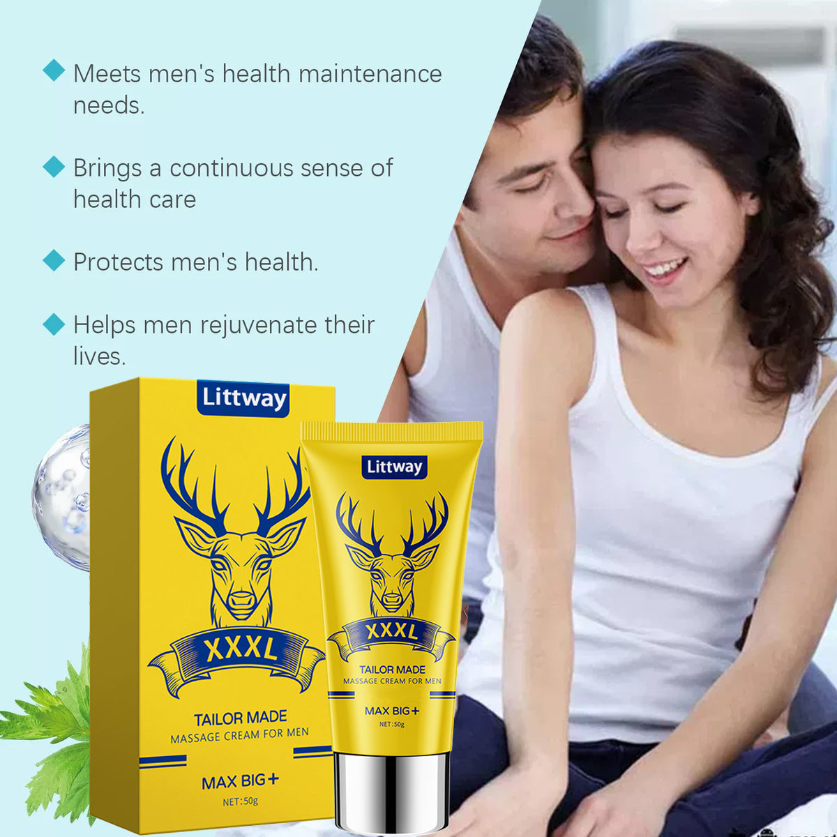 Final 3 Hours: 60% OFF🔥 Littway™ DeerHorn Male Vitality Massage Cream🦌
